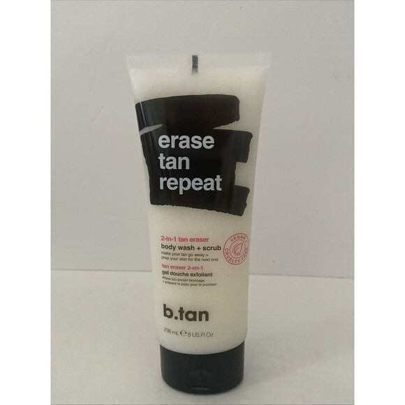 b.Tan Erase Tan Repeat 2-in-1 TAN ERASER Body Wash + Scrub, 8 oz - Vegan - Picture 1 of 4